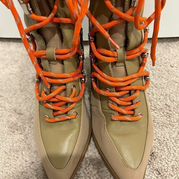 Steve Madden Tan Karey Leather Pointed Toe Lace-up Boots Size 8 - Picture 6 of 10